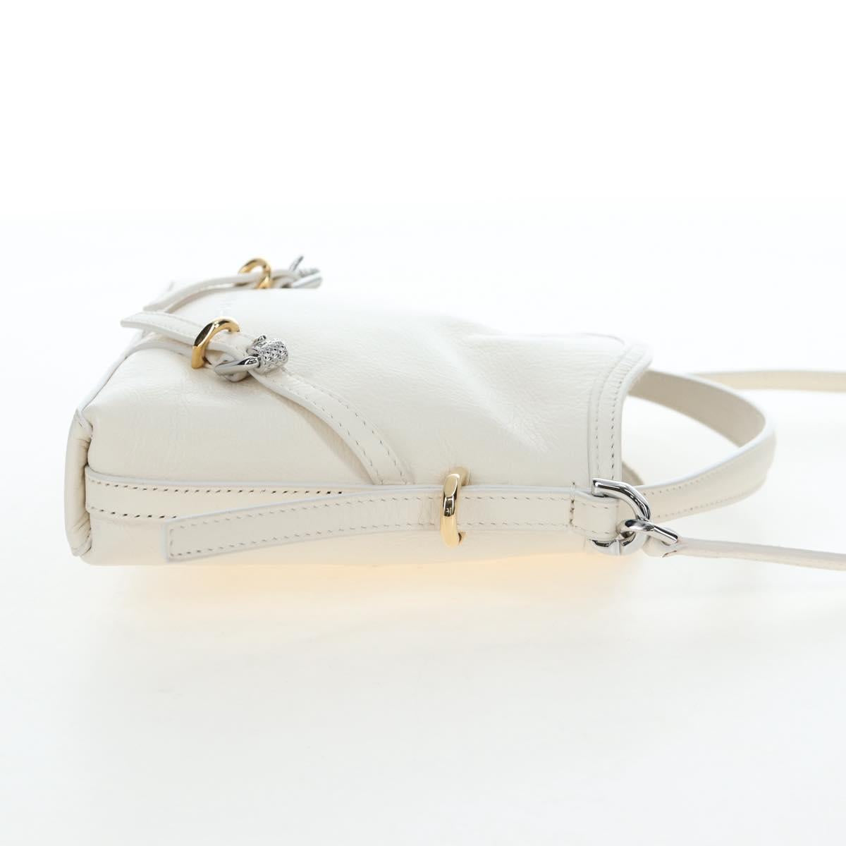 GIVENCHY Voyou Shoulder Bag Leather 2way White Silver gold Auth 192539V
