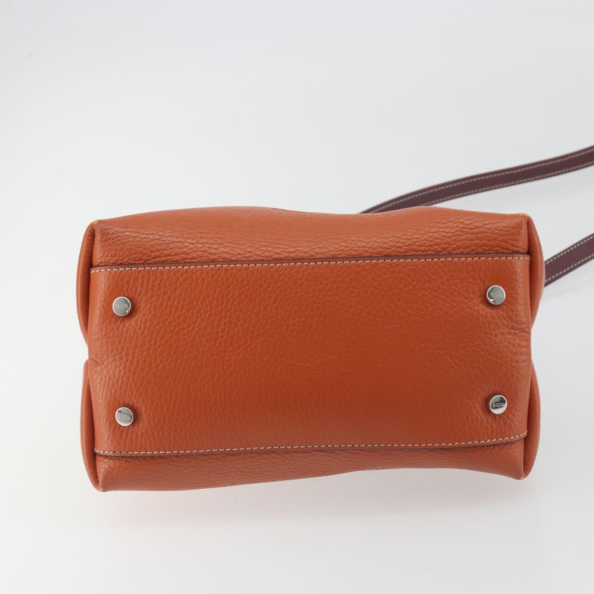TOD'S Hand Bag Leather 2way Orange Silver Auth 192540V