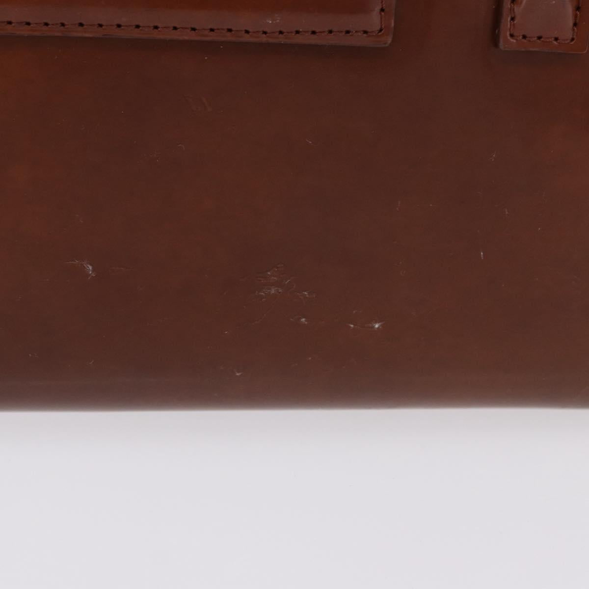 CARTIER PANTHERE Hand Bag Patent Leather Brown Silver Auth 192541