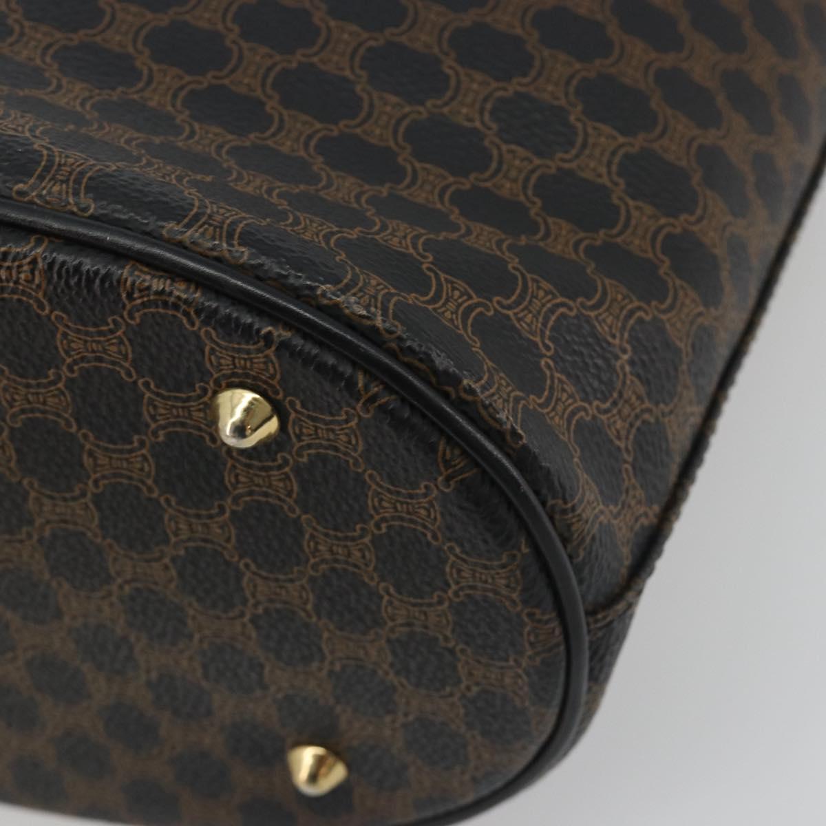 CELINE Macadam Canvas Tote Bag PVC Leather Black Gold Auth 192542A
