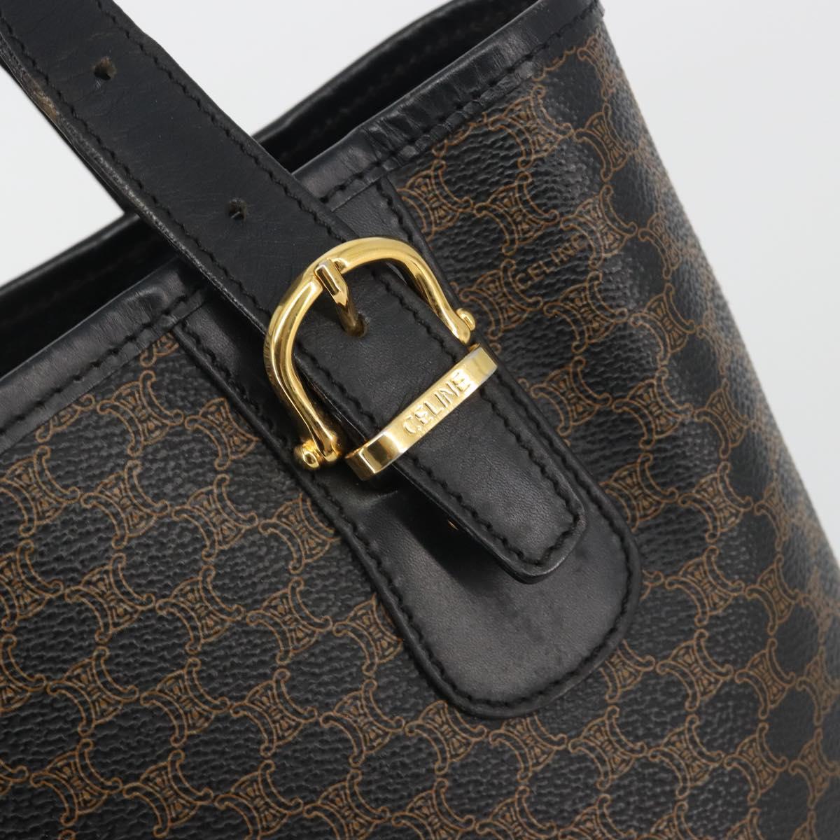 CELINE Macadam Canvas Tote Bag PVC Leather Black Gold Auth 192542A