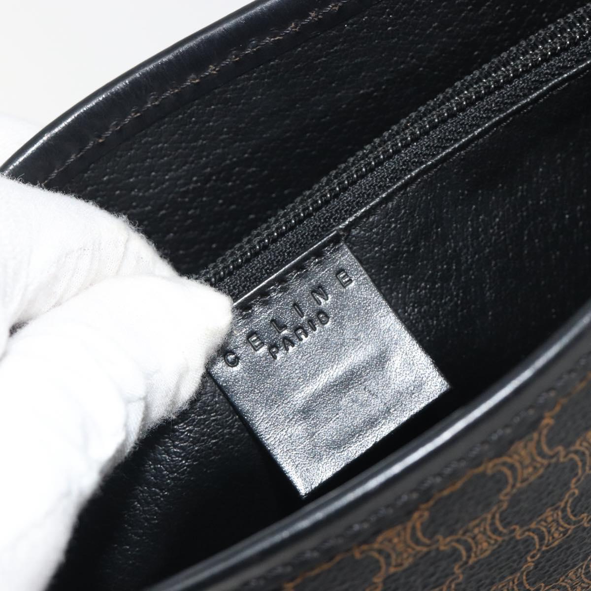 CELINE Macadam Canvas Tote Bag PVC Leather Black Gold Auth 192542A