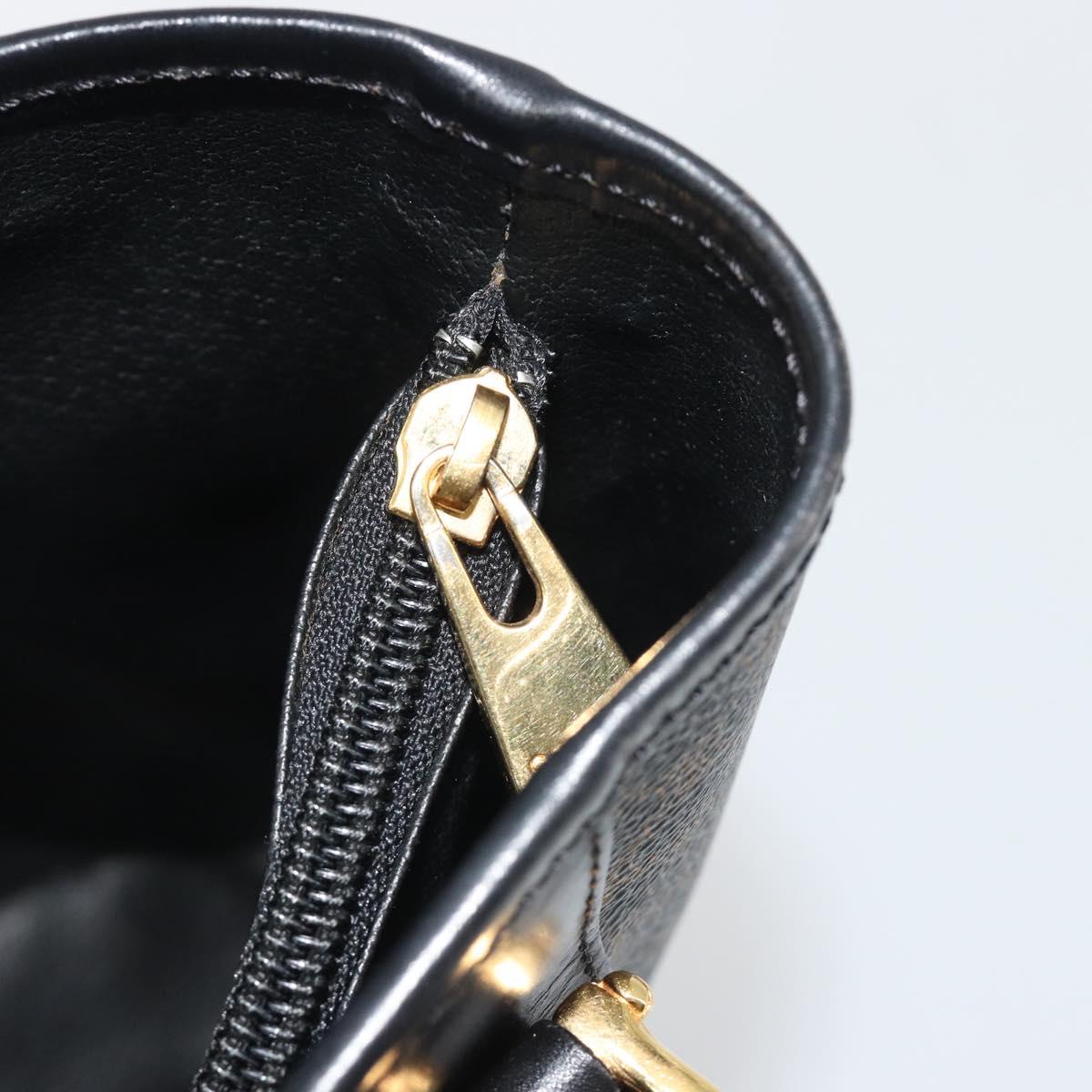 CELINE Macadam Canvas Tote Bag PVC Leather Black Gold Auth 192542A