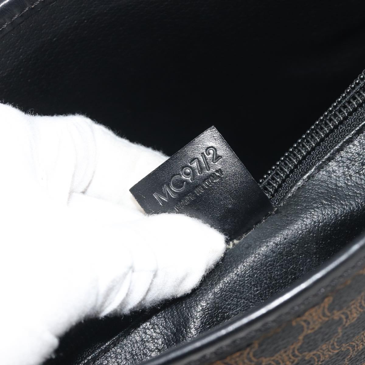 CELINE Macadam Canvas Tote Bag PVC Leather Black Gold Auth 192542A
