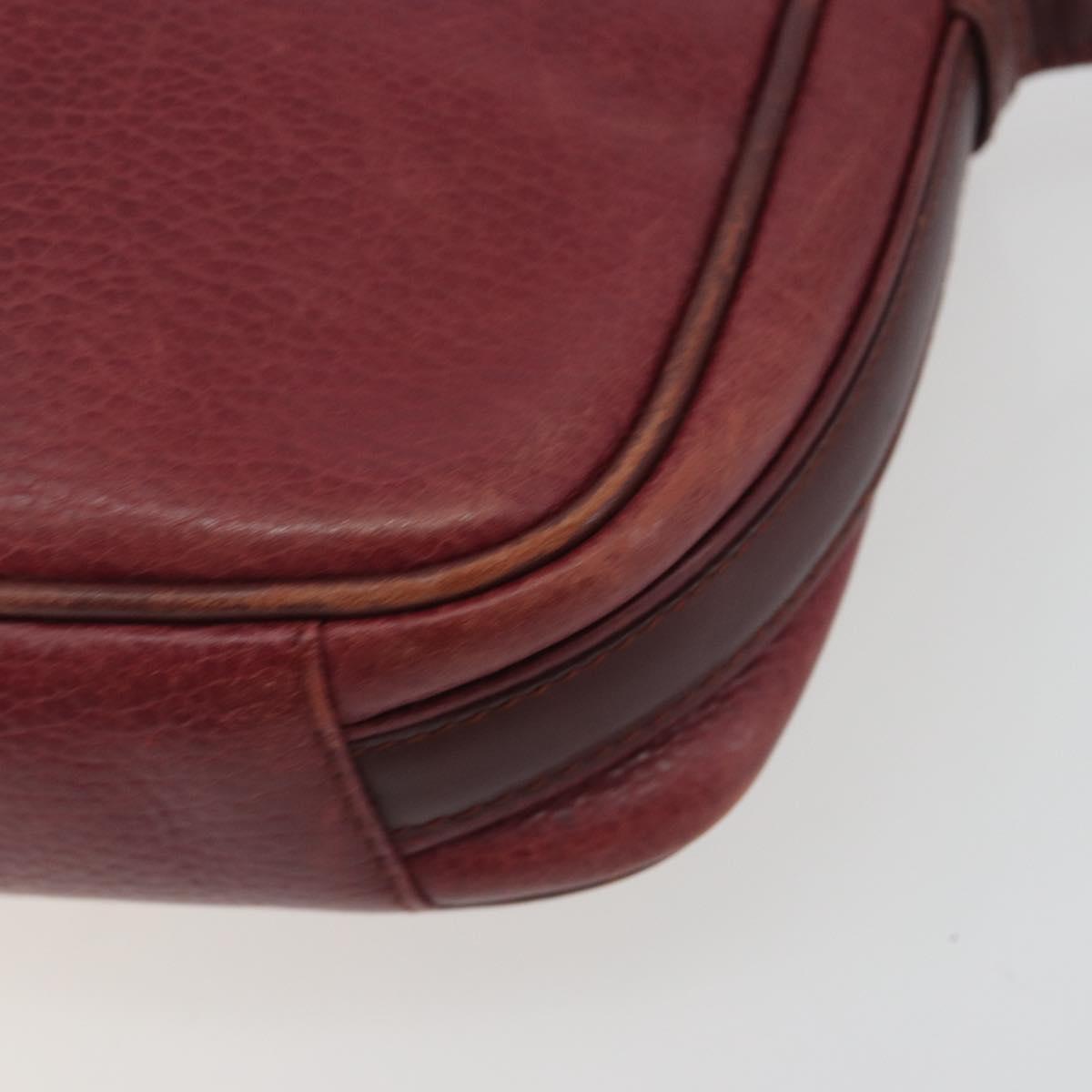 LOEWE Anagram Shoulder Bag Leather Bordeaux Gold Auth 192544