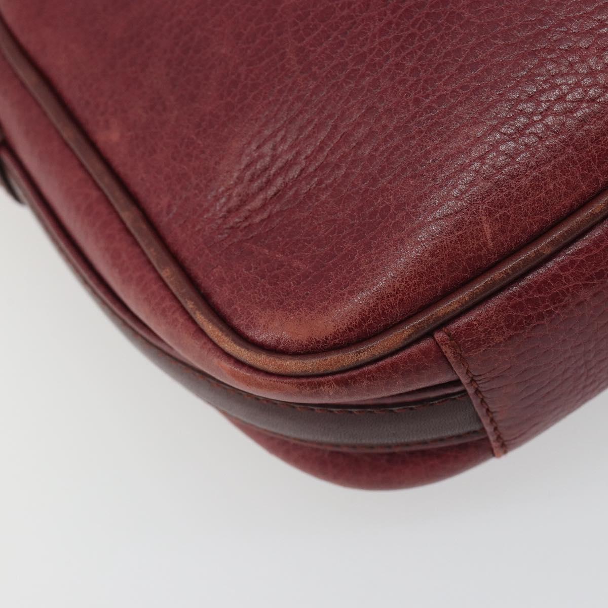 LOEWE Anagram Shoulder Bag Leather Bordeaux Gold Auth 192544