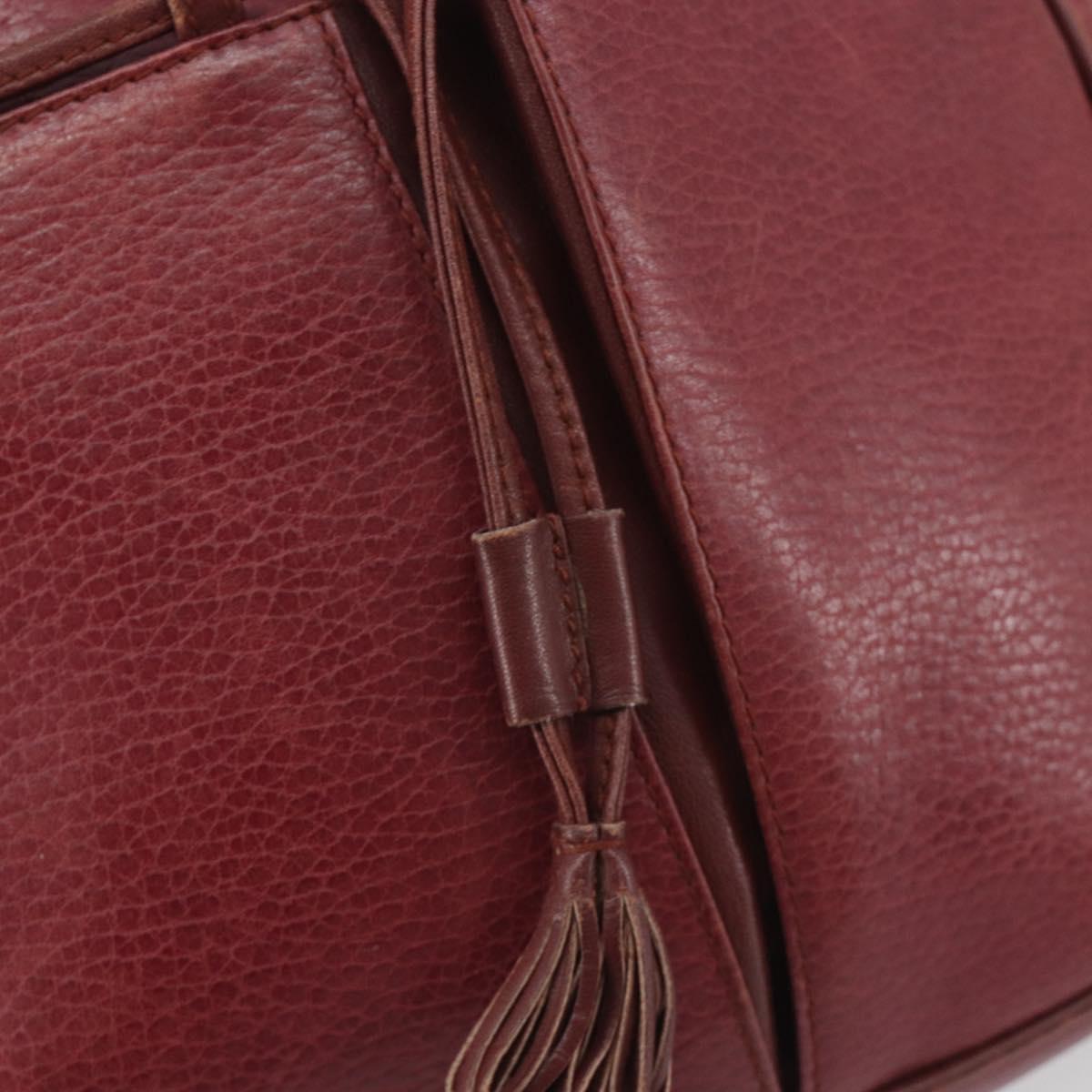 LOEWE Anagram Shoulder Bag Leather Bordeaux Gold Auth 192544