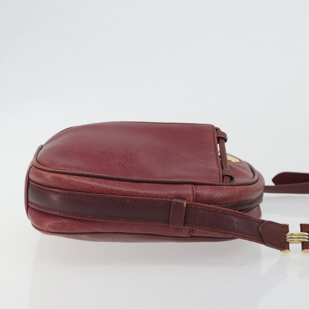 LOEWE Anagram Shoulder Bag Leather Bordeaux Gold Auth 192544