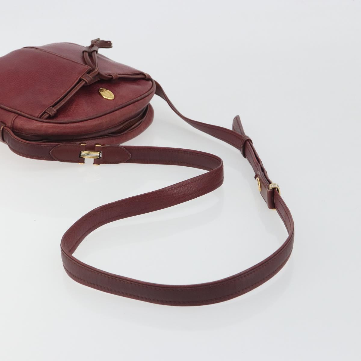 LOEWE Anagram Shoulder Bag Leather Bordeaux Gold Auth 192544