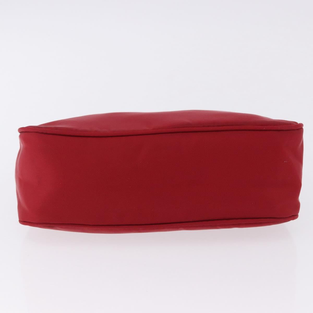 PRADA Hand Pouch Nylon Red Silver Auth 192545A
