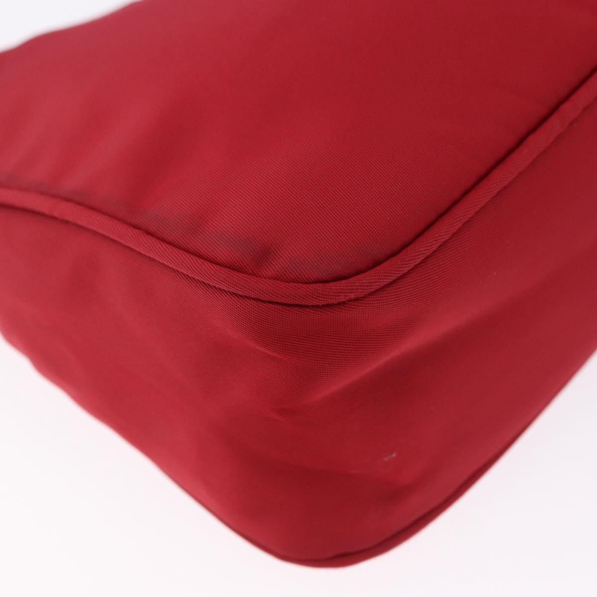 PRADA Hand Pouch Nylon Red Silver Auth 192545A
