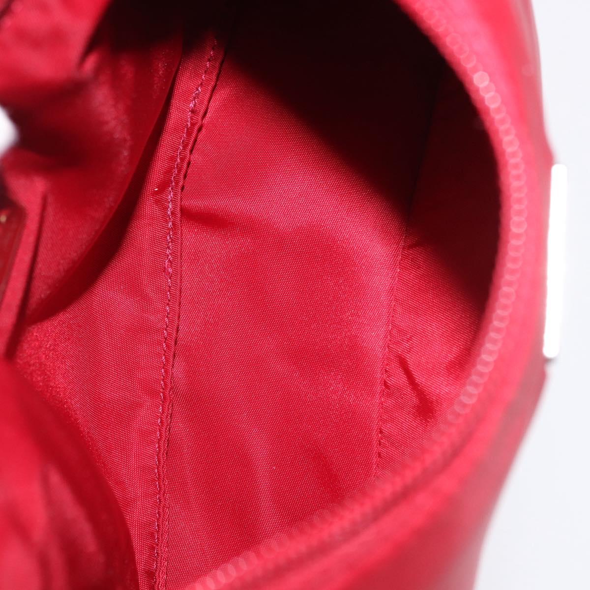 PRADA Hand Pouch Nylon Red Silver Auth 192545A
