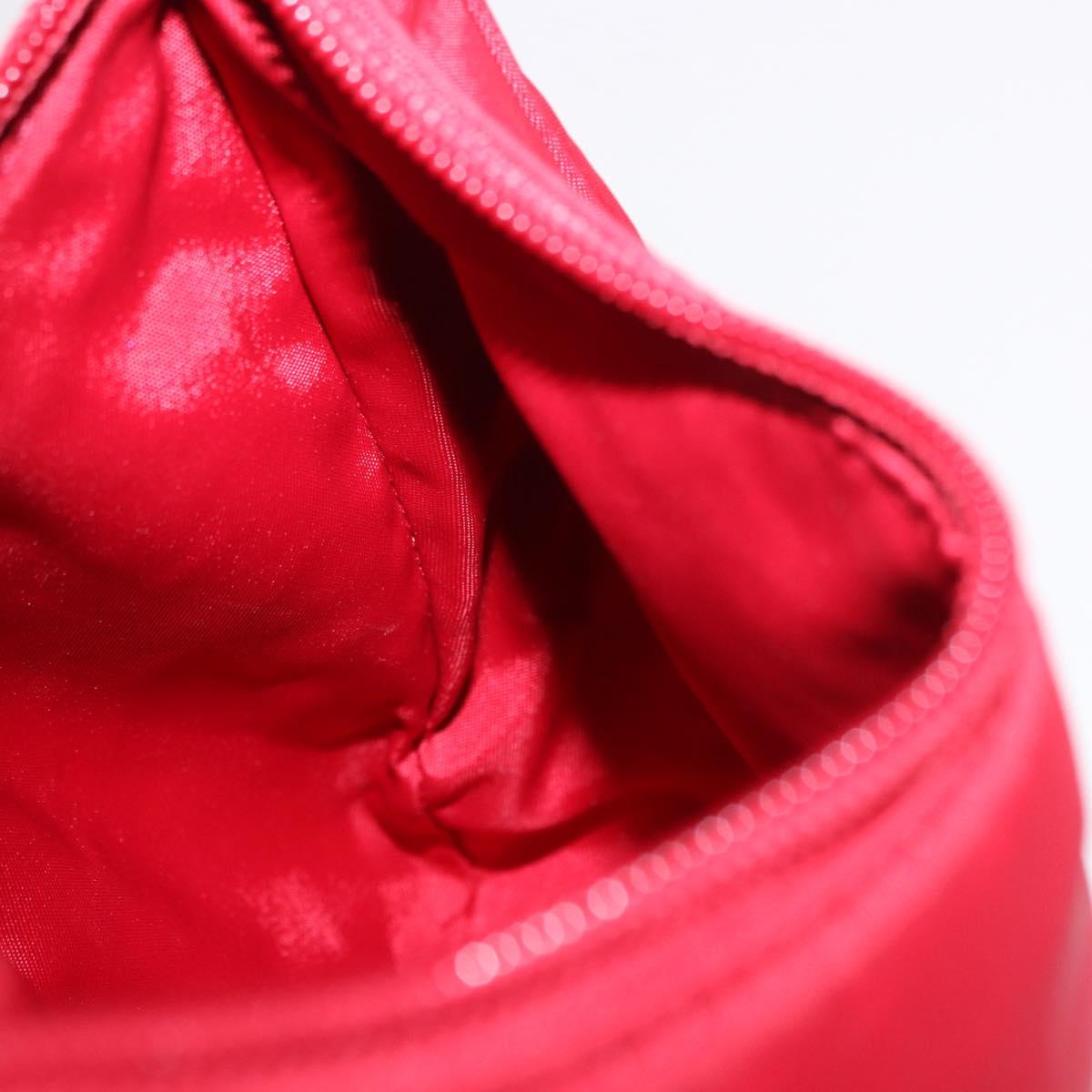 PRADA Hand Pouch Nylon Red Silver Auth 192545A