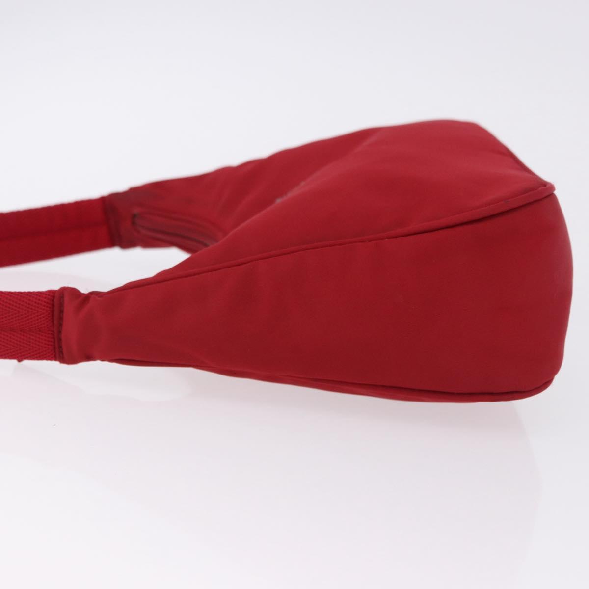 PRADA Hand Pouch Nylon Red Silver Auth 192545A