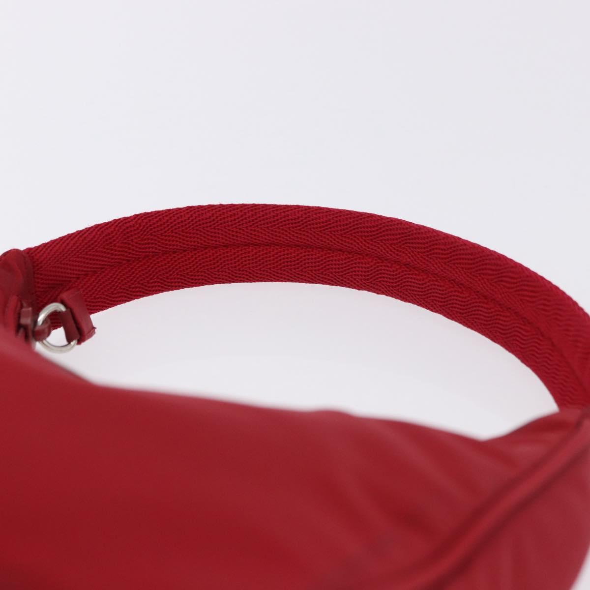 PRADA Hand Pouch Nylon Red Silver Auth 192545A