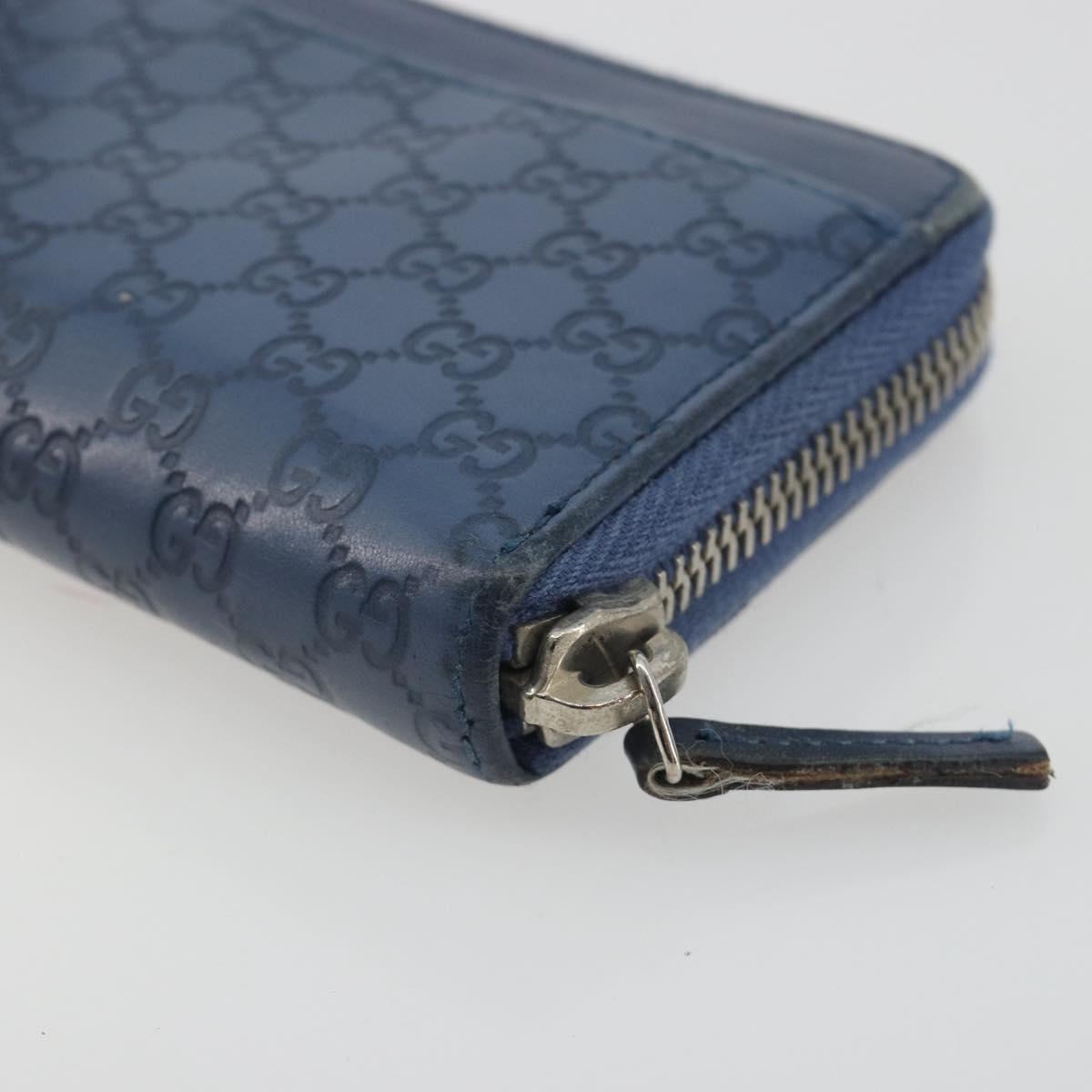GUCCI GG Canvas Guccissima Coin Purse Leather Navy Silver 256810 Auth 192547