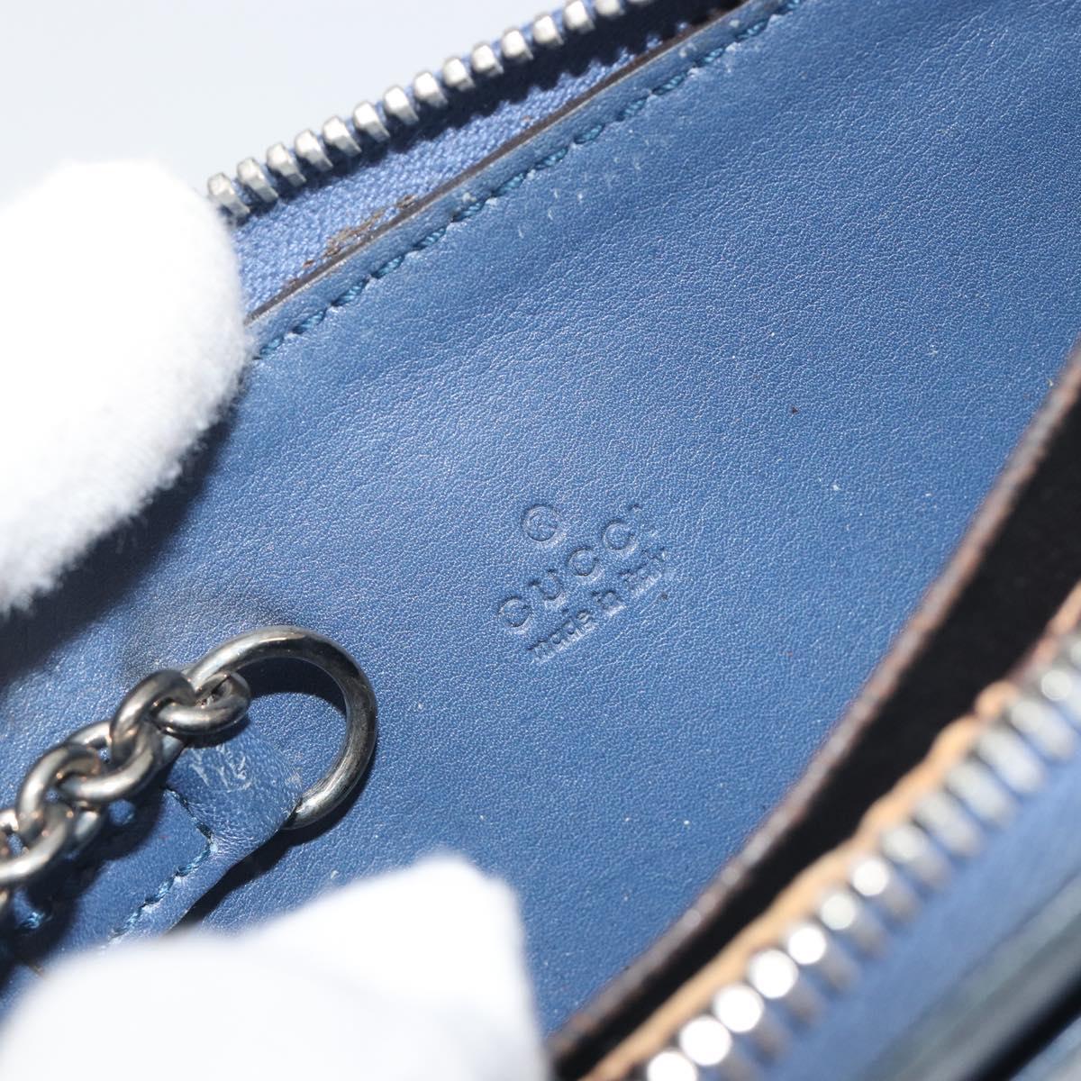 GUCCI GG Canvas Guccissima Coin Purse Leather Navy Silver 256810 Auth 192547