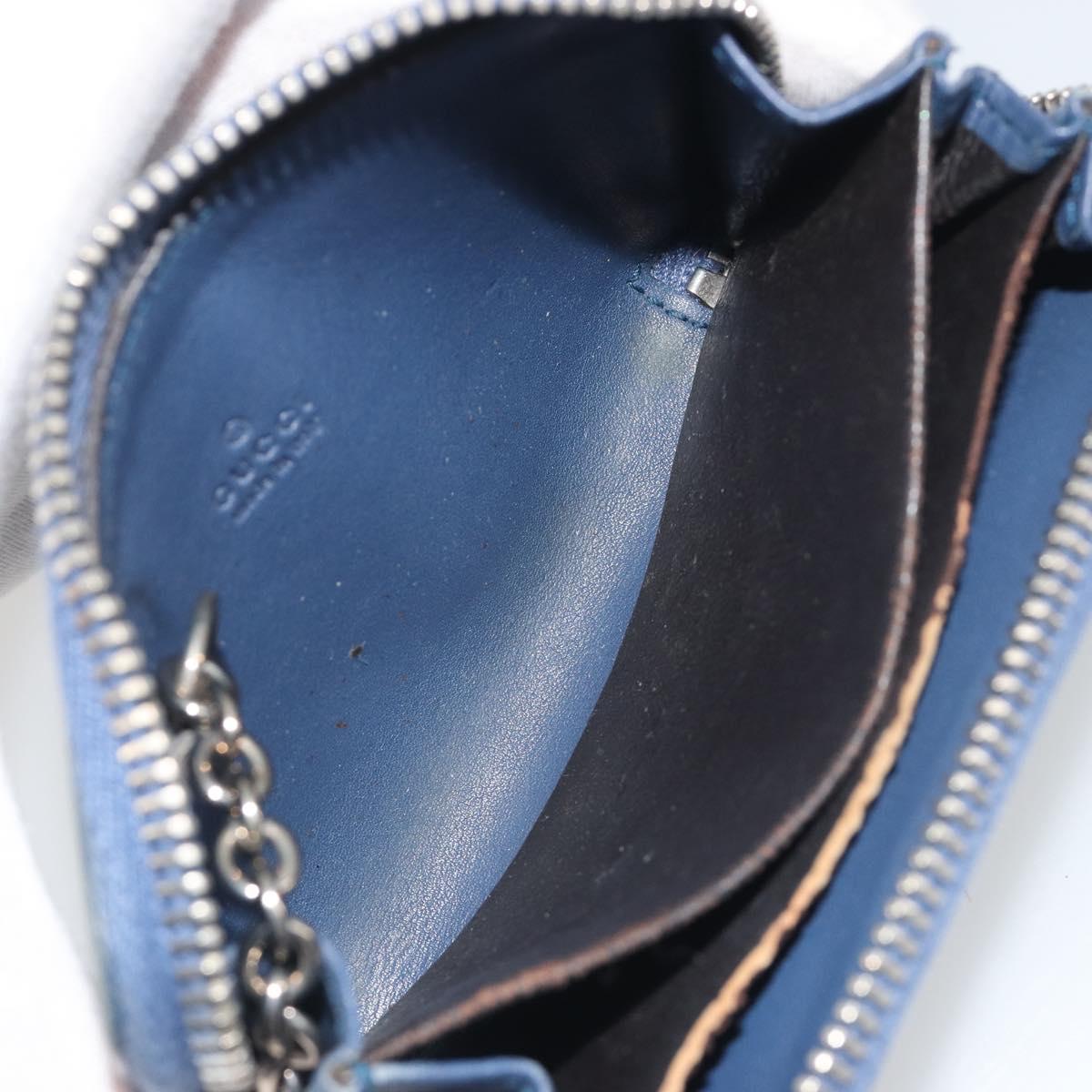 GUCCI GG Canvas Guccissima Coin Purse Leather Navy Silver 256810 Auth 192547