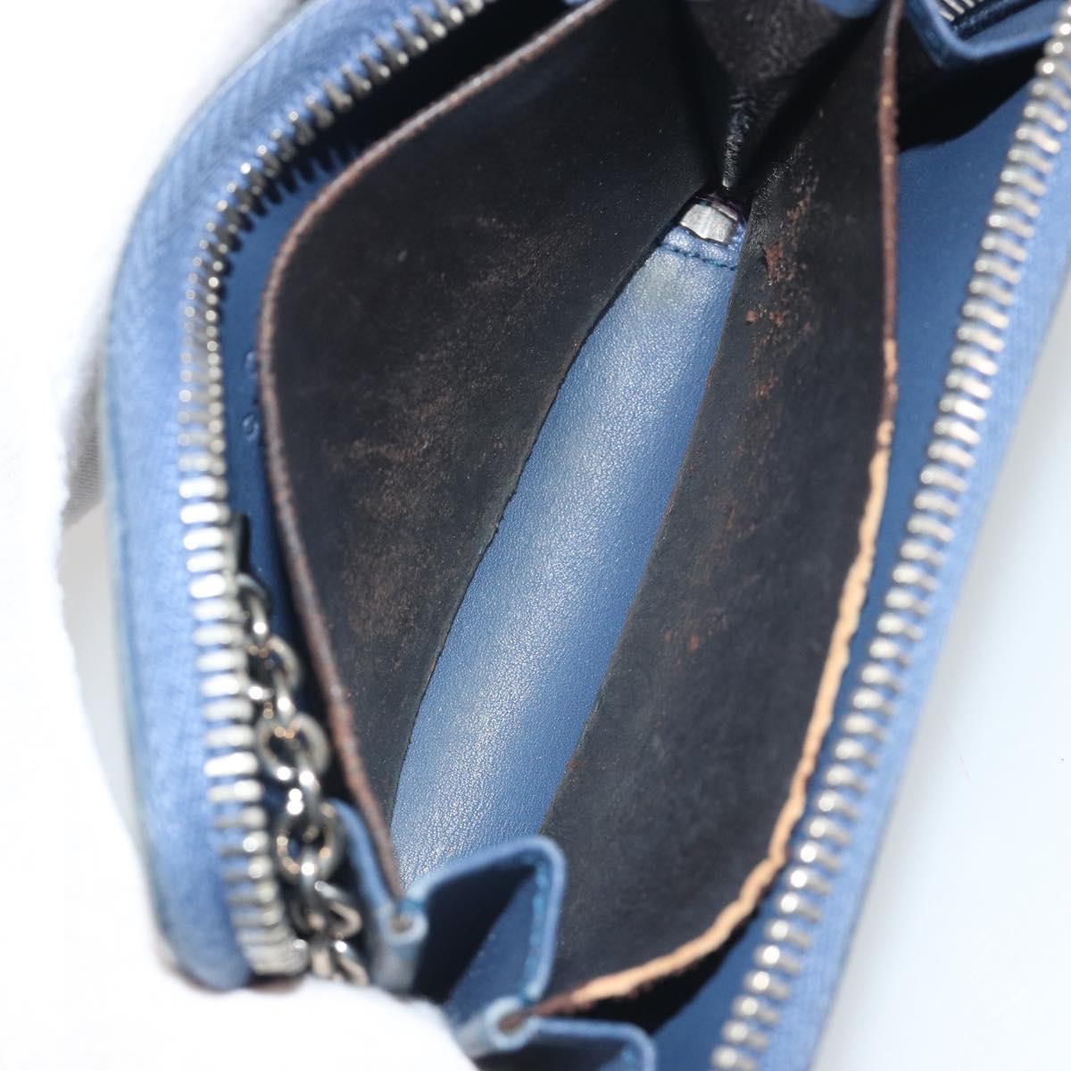 GUCCI GG Canvas Guccissima Coin Purse Leather Navy Silver 256810 Auth 192547