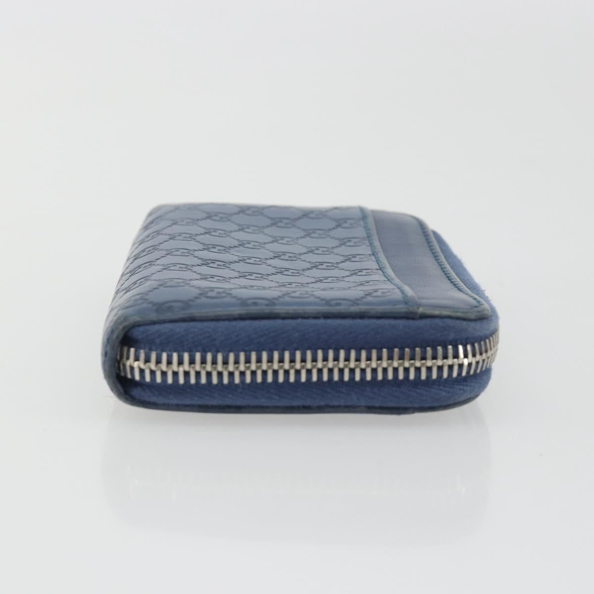 GUCCI GG Canvas Guccissima Coin Purse Leather Navy Silver 256810 Auth 192547