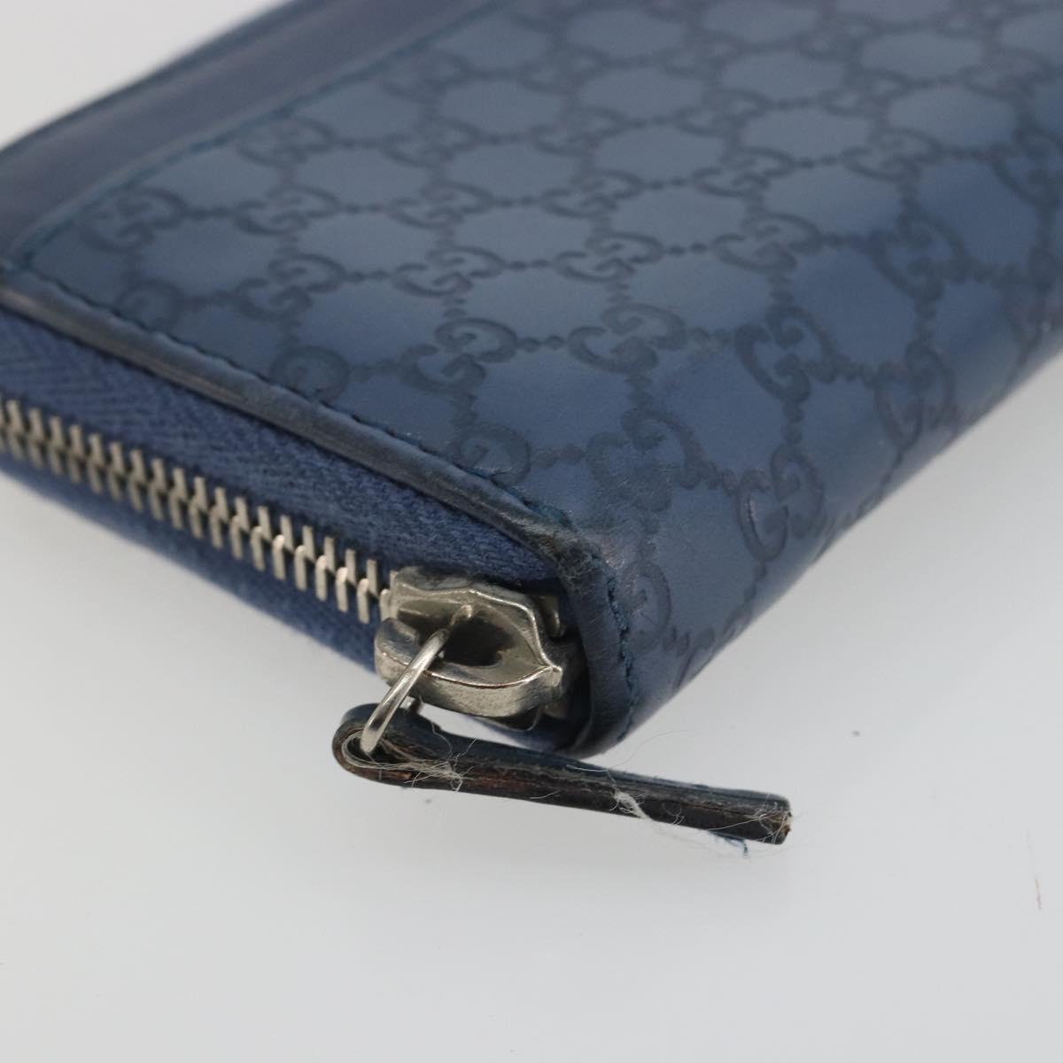 GUCCI GG Canvas Guccissima Coin Purse Leather Navy Silver 256810 Auth 192547
