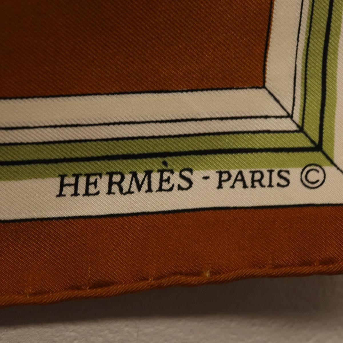 HERMES Carre 90 Scarf ”Quai Aux Fleurs” Silk Brown Auth 192550