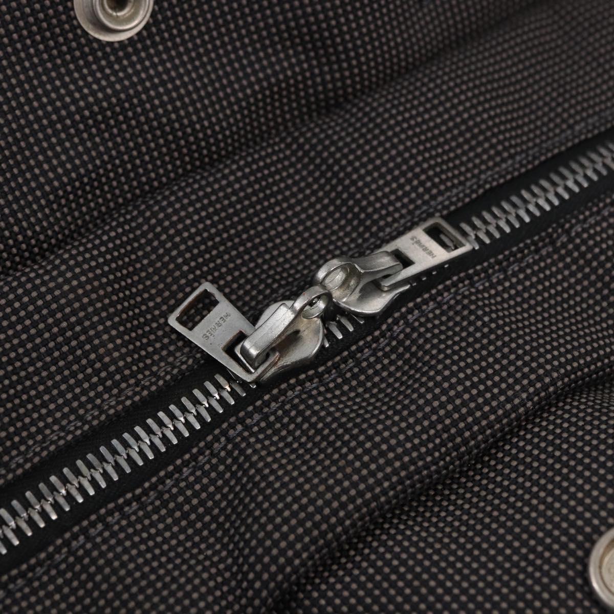 HERMES Her LineMM Hand Bag Canvas Gray Silver Auth 192552