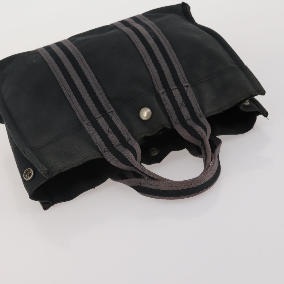 HERMES Fourre Tout Hand Bag cotton 3 Set Black Red Auth 192553