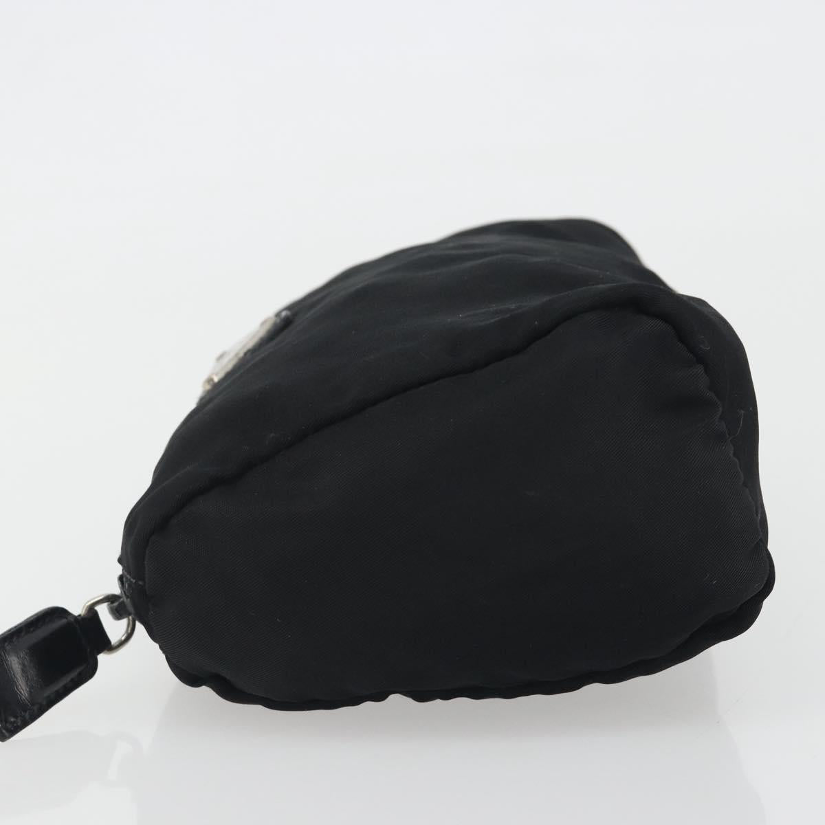 PRADA Pouch Nylon Black Silver Auth 192554