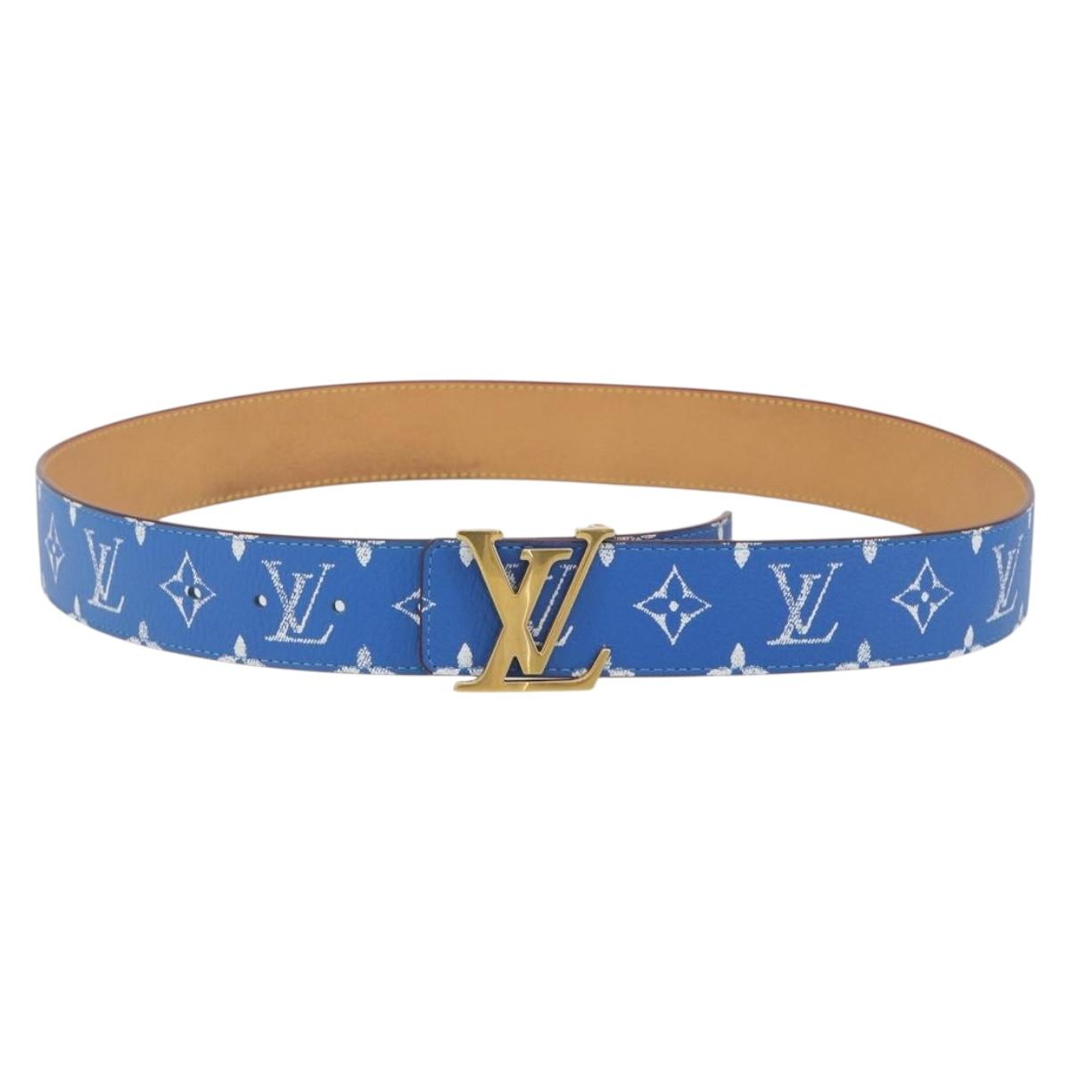 LOUIS VUITTON Monogram LV Printed Initials 40MM Belt Blue M8460 Auth 192556SAM