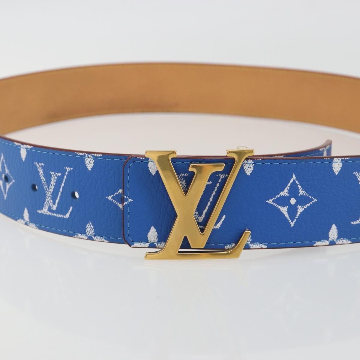 LOUIS VUITTON Monogram LV Printed Initials 40MM Belt Blue M8460 Auth 192556SAM