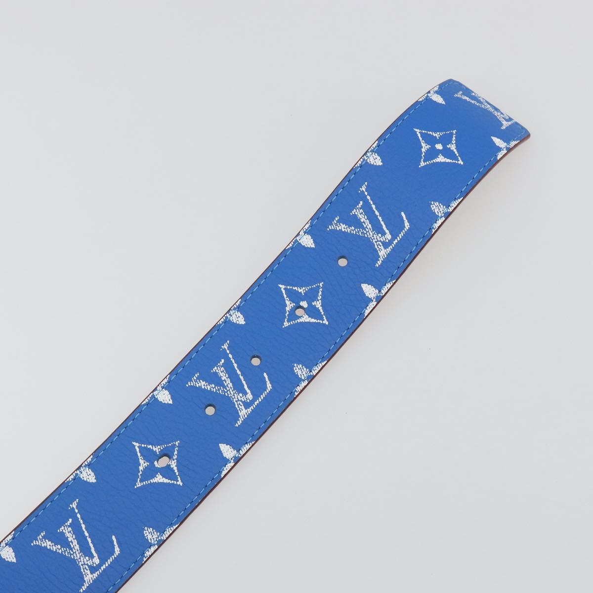 LOUIS VUITTON Monogram LV Printed Initials 40MM Belt Blue M8460 Auth 192556SAM