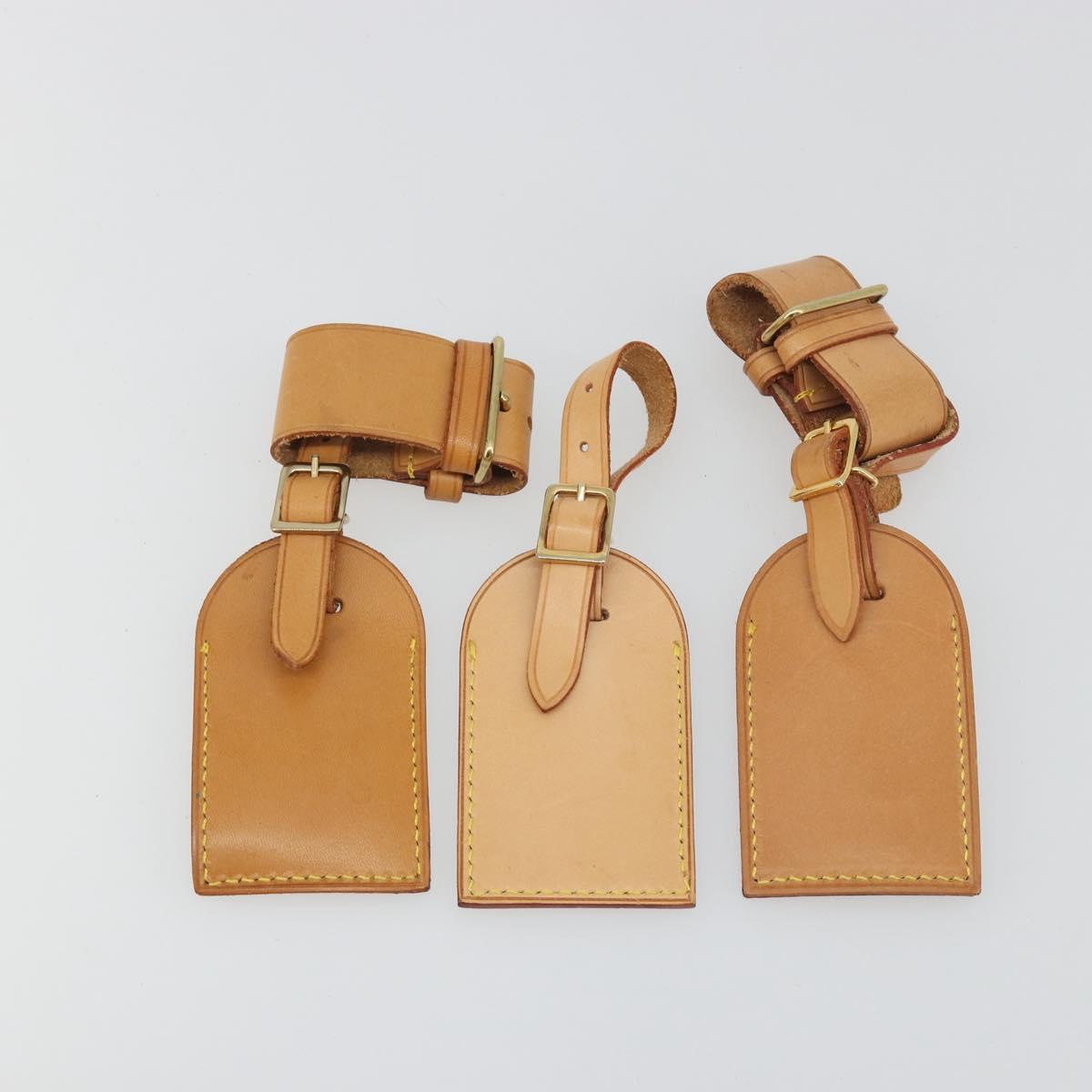 LOUIS VUITTON Name Tag Powanie 10 Set Powanie Leather Beige LV Auth 192566
