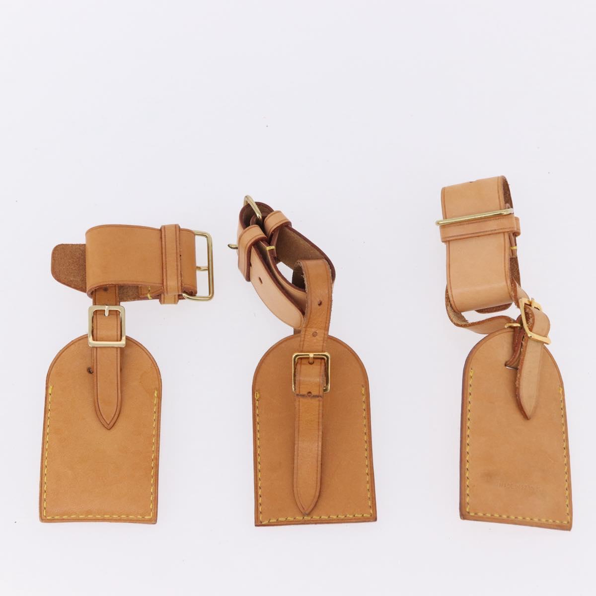 LOUIS VUITTON Name Tag Powanie 10 Set Powanie Leather Beige LV Auth 192567