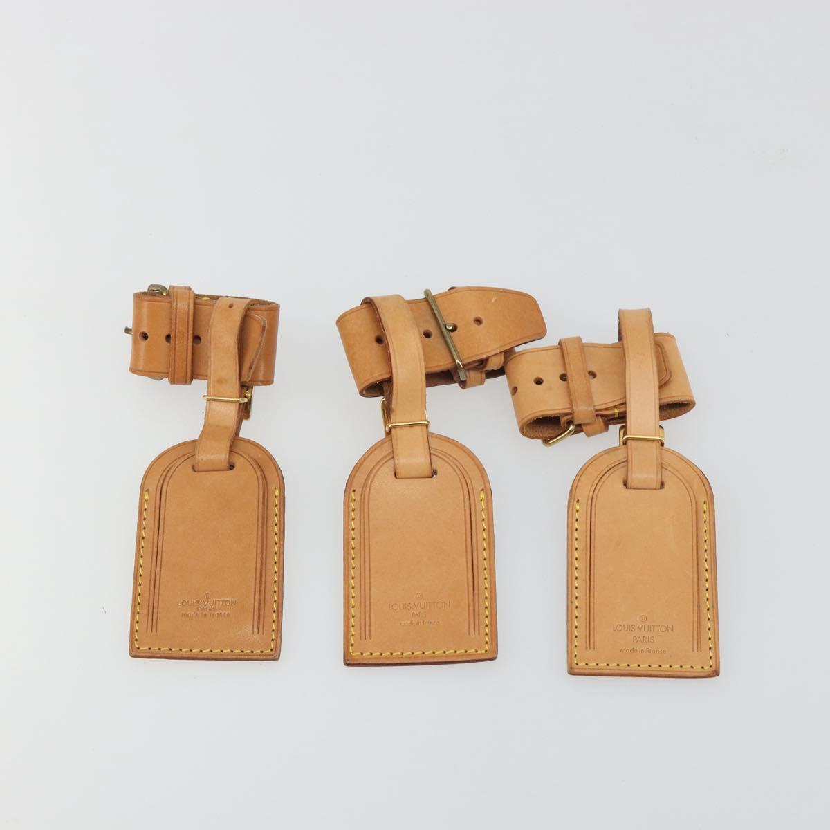 LOUIS VUITTON Name Tag Powanie 10 Set Powanie Leather Beige LV Auth 192568