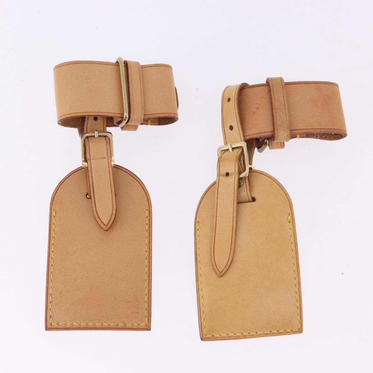 LOUIS VUITTON Name Tag Powanie 10 Set Powanie Leather Beige LV Auth 192569