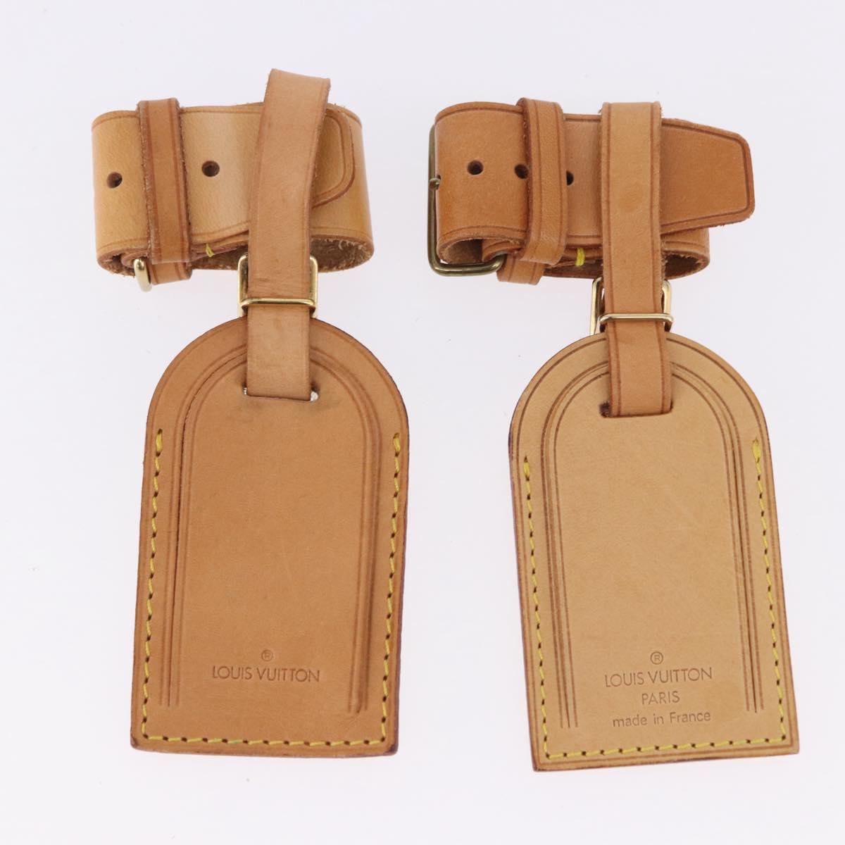 LOUIS VUITTON Name Tag Powanie 10 Set Powanie Leather Beige LV Auth 192569