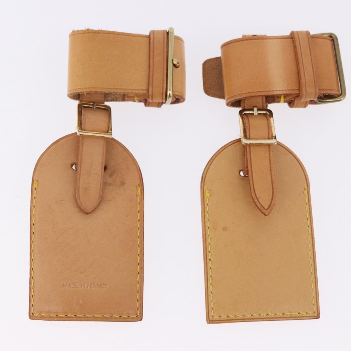 LOUIS VUITTON Name Tag Powanie 10 Set Powanie Leather Beige LV Auth 192569