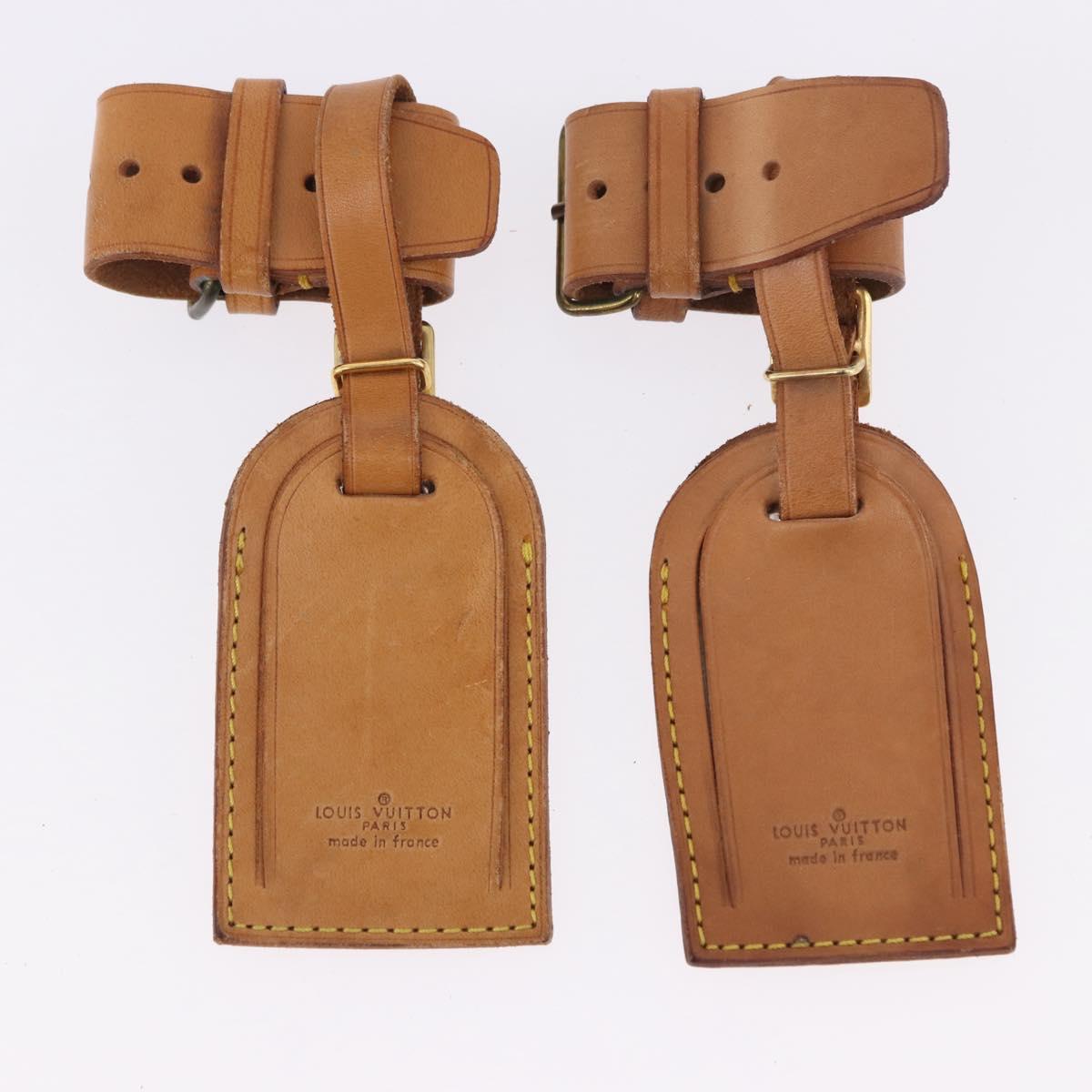 LOUIS VUITTON Name Tag Powanie 10 Set Powanie Leather Beige LV Auth 192570