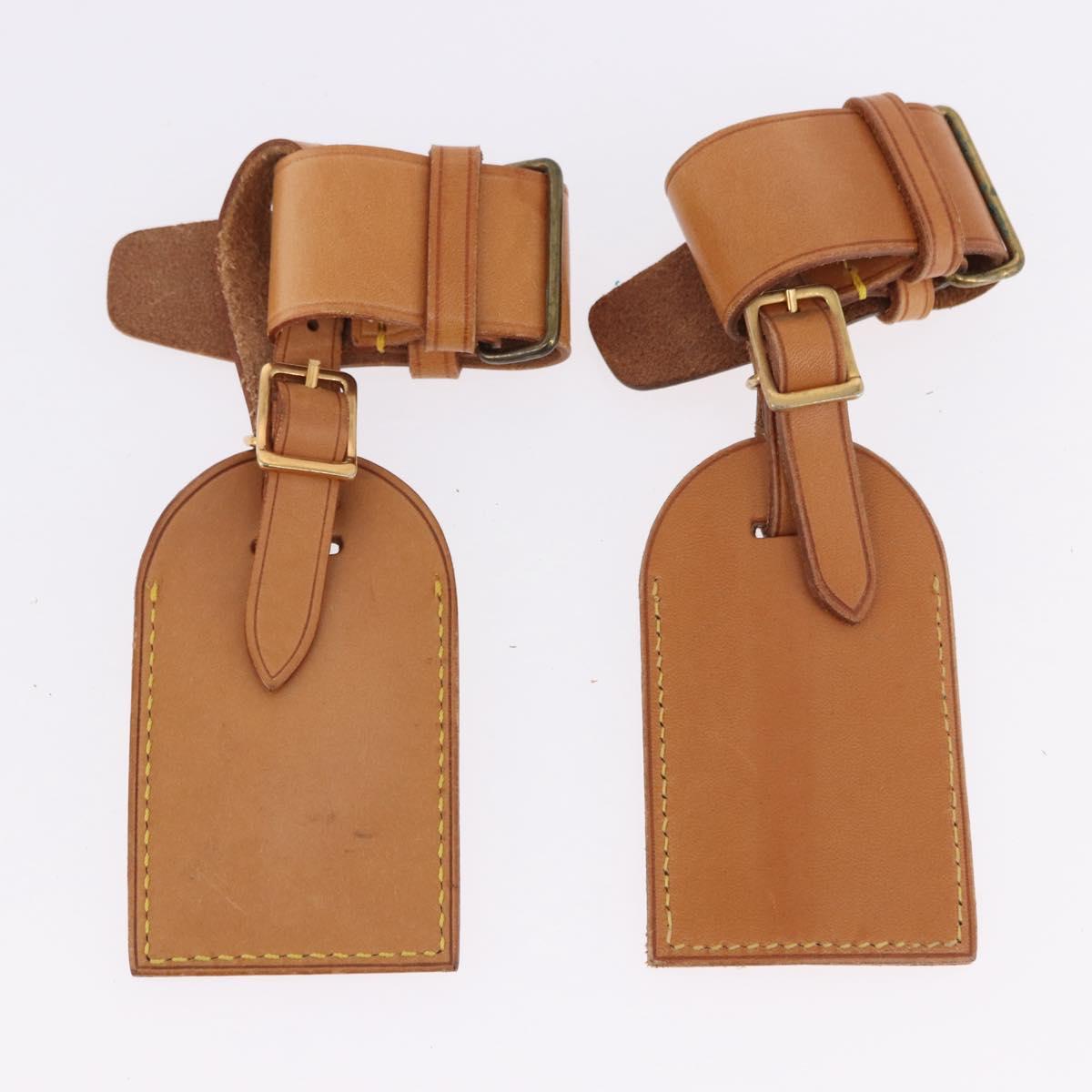 LOUIS VUITTON Name Tag Powanie 10 Set Powanie Leather Beige LV Auth 192570
