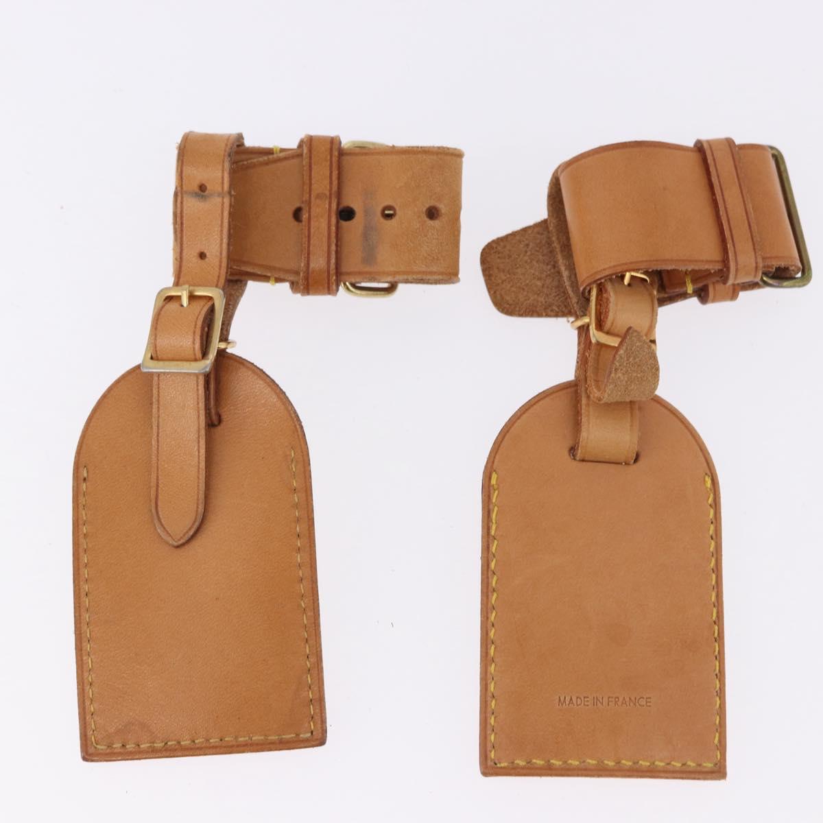 LOUIS VUITTON Name Tag Powanie 10 Set Powanie Leather Beige LV Auth 192570