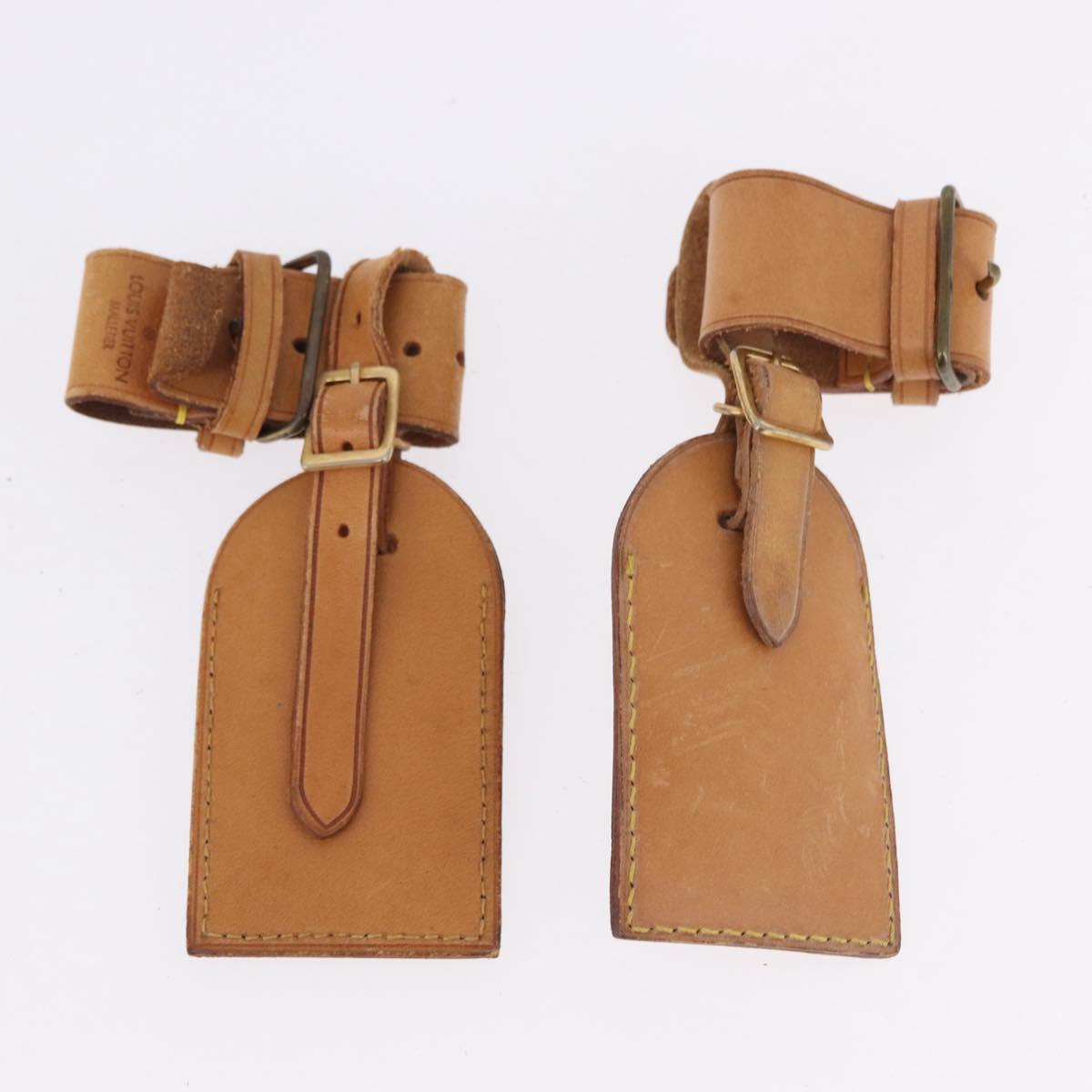 LOUIS VUITTON Name Tag Powanie 10 Set Powanie Leather Beige LV Auth 192571