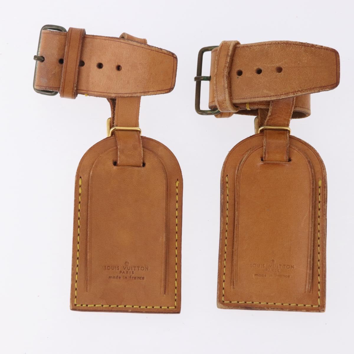 LOUIS VUITTON Name Tag Powanie 10 Set Powanie Leather Beige LV Auth 192571
