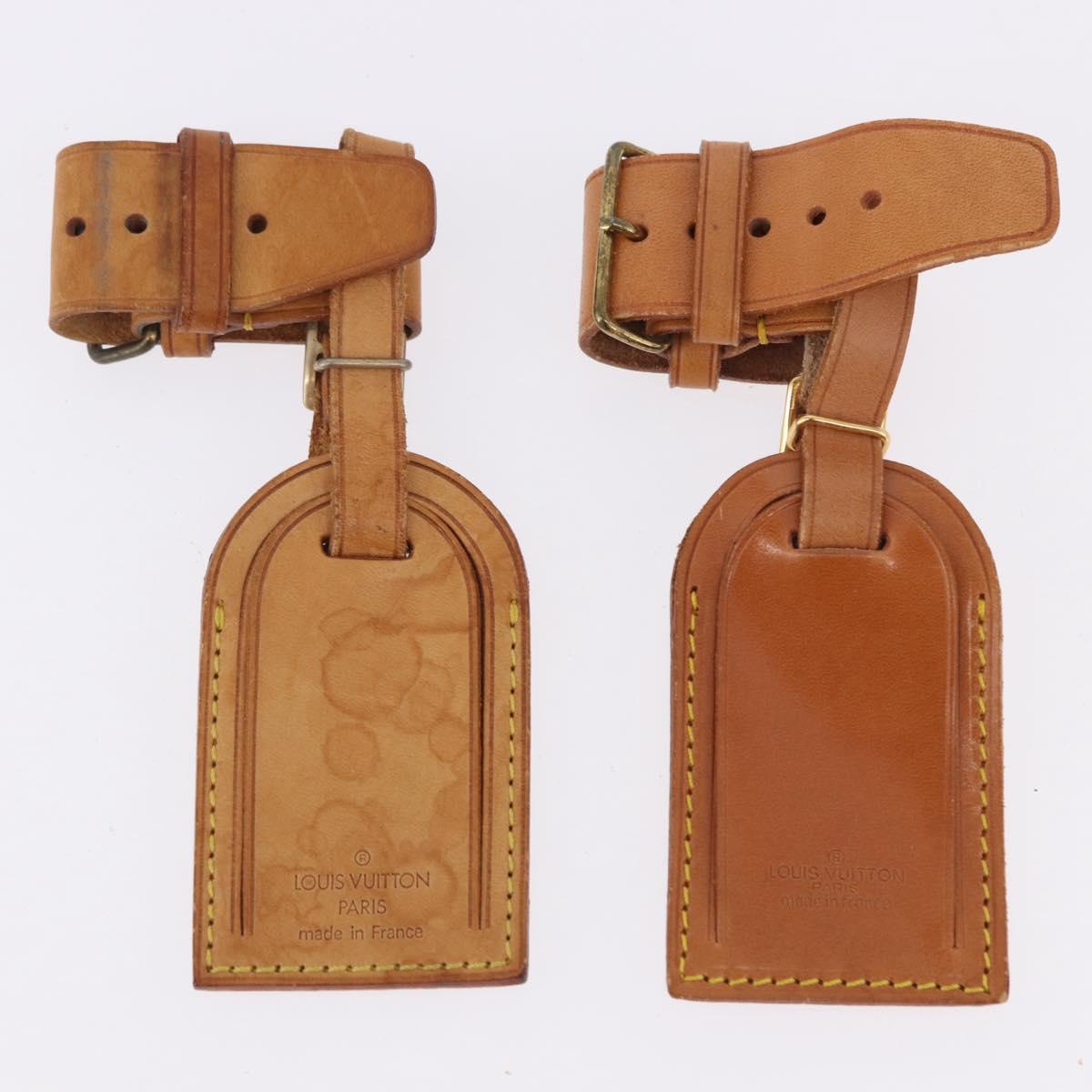 LOUIS VUITTON Name Tag Powanie 10 Set Powanie Leather Beige LV Auth 192571