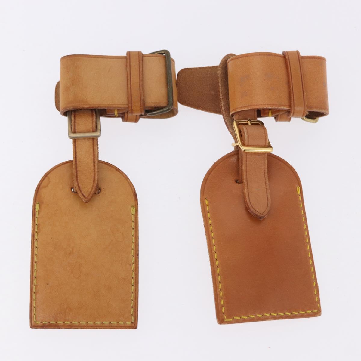 LOUIS VUITTON Name Tag Powanie 10 Set Powanie Leather Beige LV Auth 192571