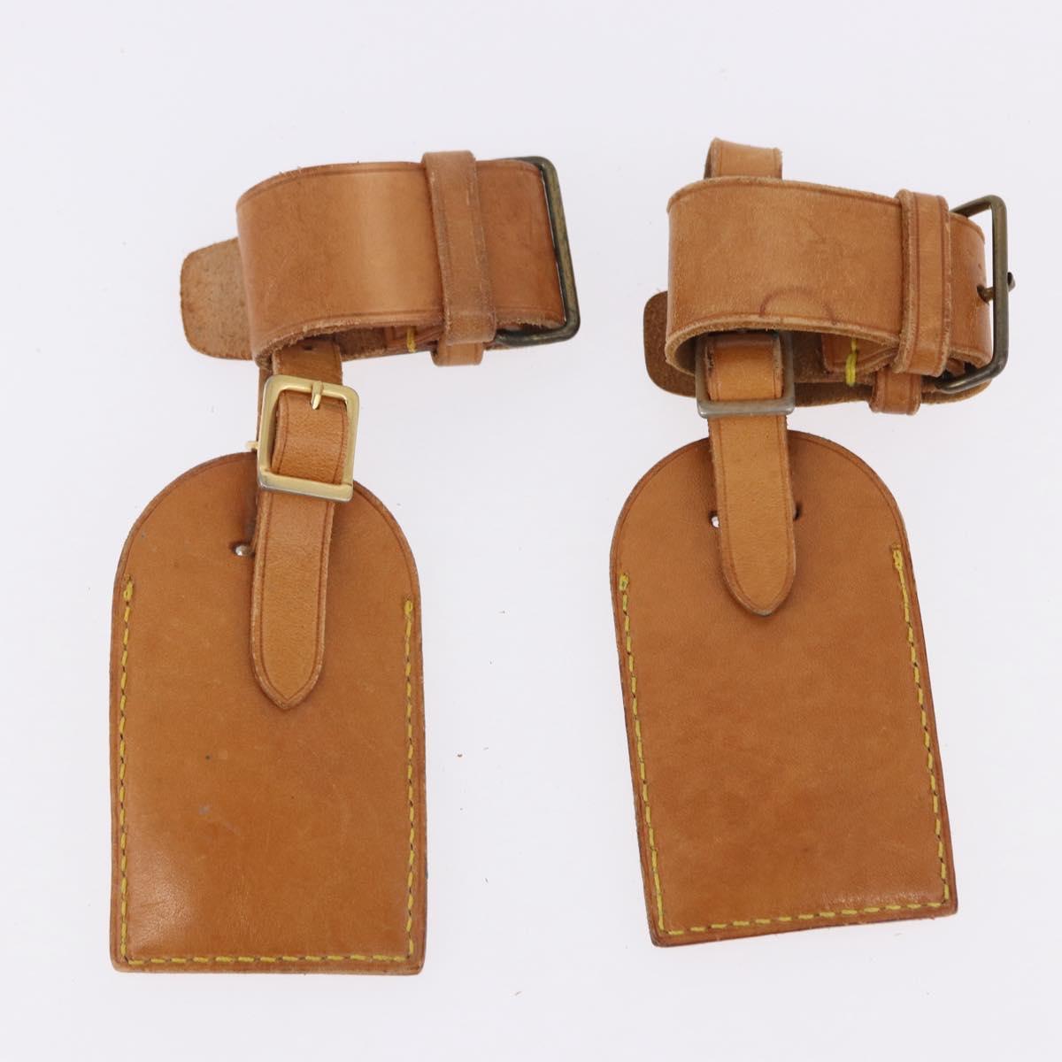 LOUIS VUITTON Name Tag Powanie 10 Set Powanie Leather Beige LV Auth 192571