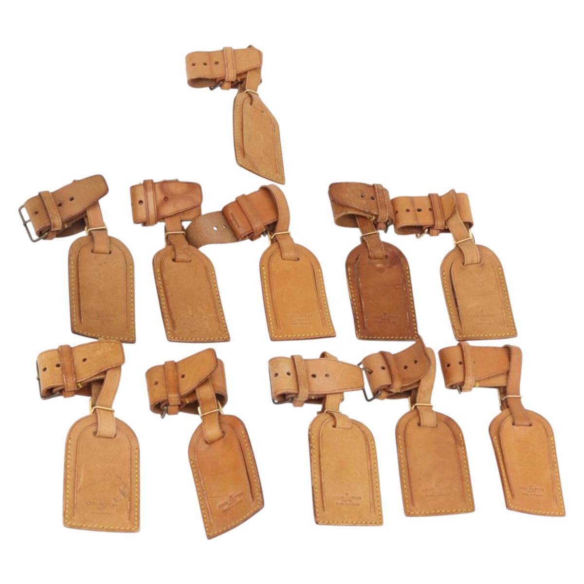 LOUIS VUITTON Name Tag Powanie 10 Set Powanie Leather Beige LV Auth 192572