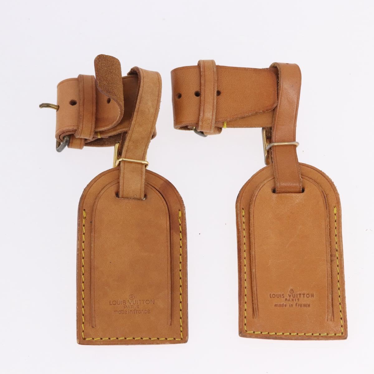 LOUIS VUITTON Name Tag Powanie 10 Set Powanie Leather Beige LV Auth 192572