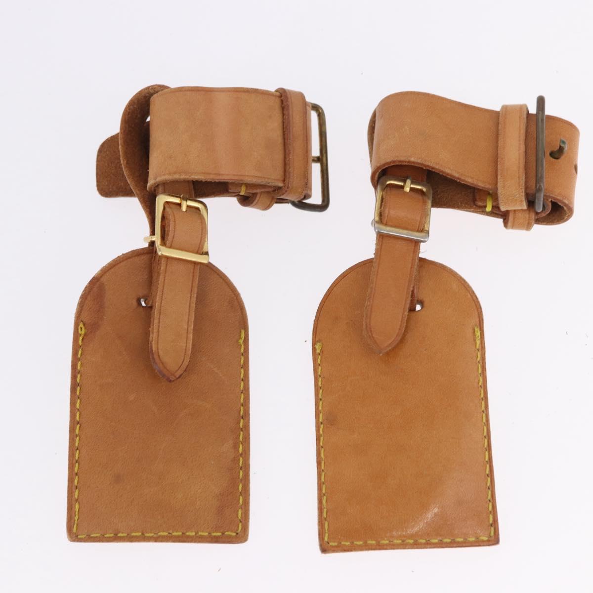 LOUIS VUITTON Name Tag Powanie 10 Set Powanie Leather Beige LV Auth 192572