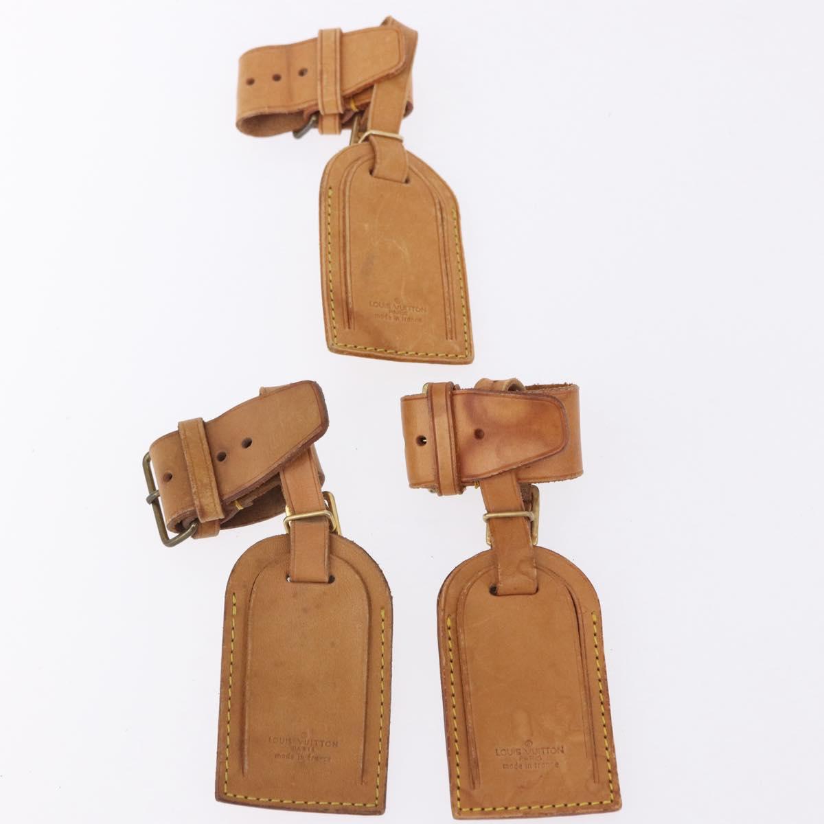 LOUIS VUITTON Name Tag Powanie 10 Set Powanie Leather Beige LV Auth 192572